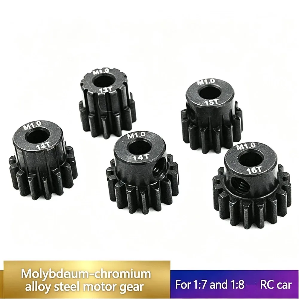 1.0M 5mm Hardened Moly-Chrome Alloy Steel Motor Pinion Gear for 1/8 & 1/7 RC Car