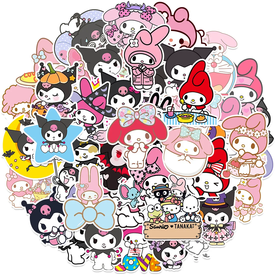 50Pcs/Set Sanrio Kawaii Kuromi Cinnamoroll Stickers My Melody High Quality Decoration DIY Hand Account Diary Cartoon Stickers