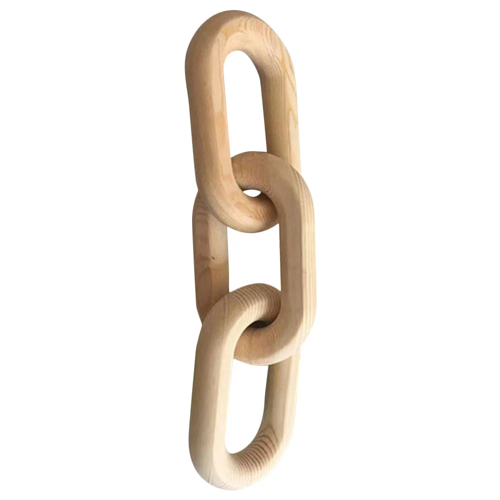 

Wooden Decoration Chain Wall Desktop Ornaments Background 3-ring Buckle (255*7*2cm) Fireplace Sculptures Home Knot Accents