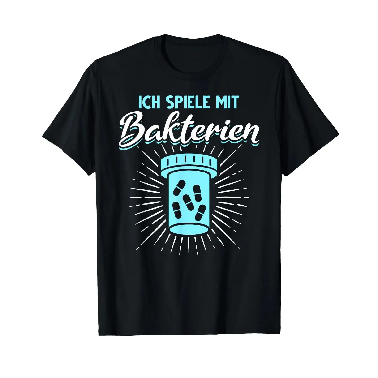 T shirt with German text Ich spielen mit Baktere Language black vintage Washed streetwear Slightly Versatile homme Unisex