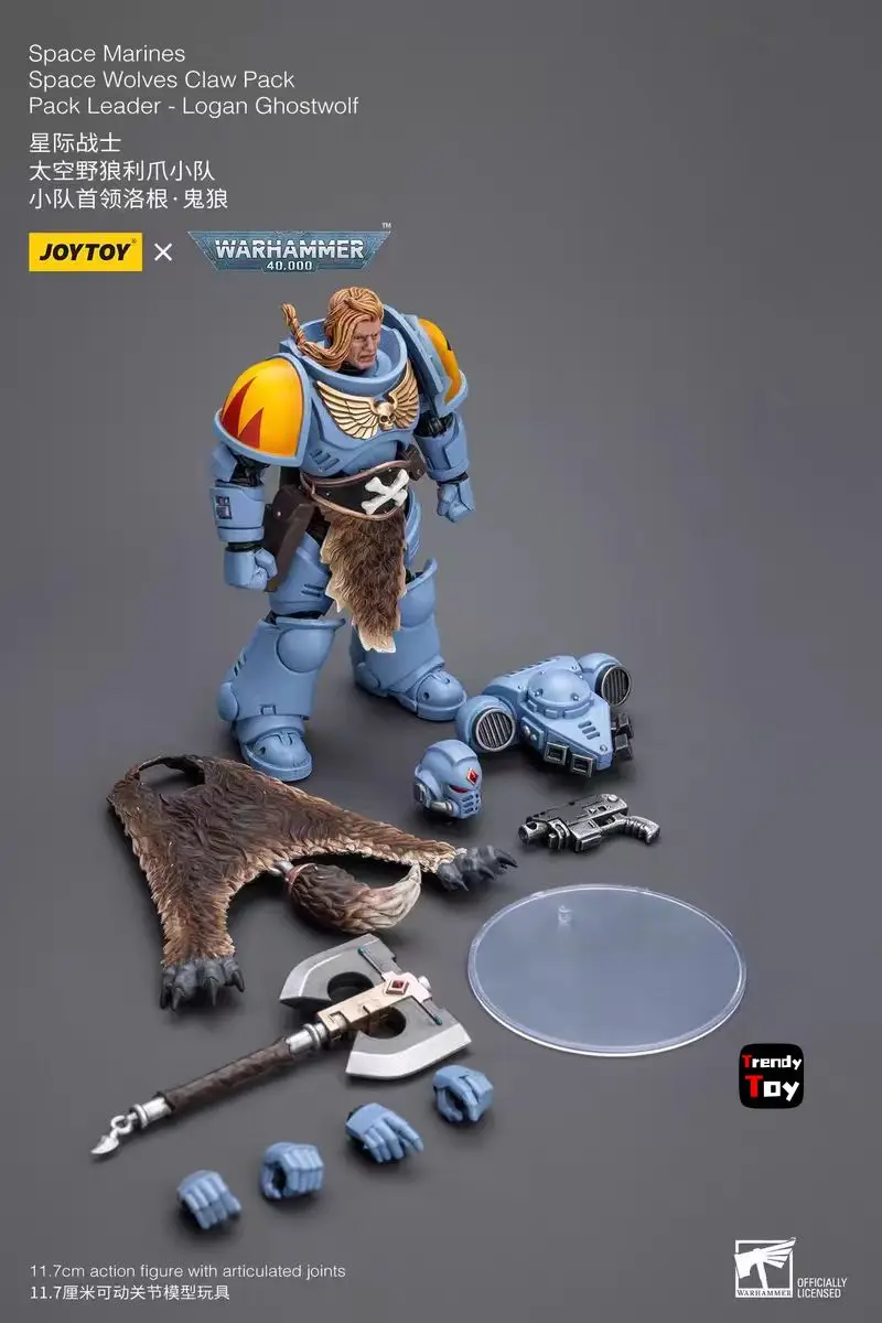 【JOYTOY】Warhammer 40K مشاة البحرية الفضائية ذئاب الفضاء مخلب حزمة زعيم لوجان Ghostwolf 1/18 عمل نموذج لجسم