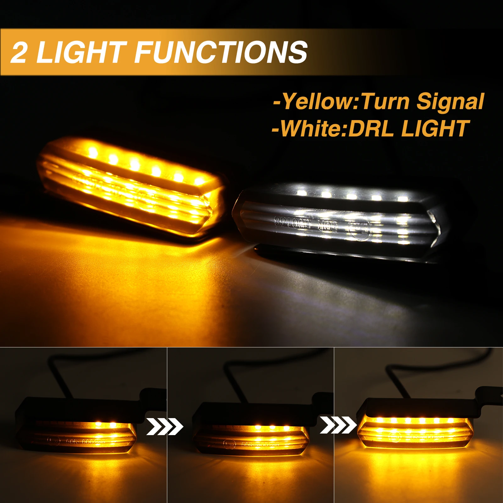 Motorcycle Mini LED Turn signals Handlebar Blinker Indicators Amber Flowing signal lamp DRL for honda yamaha kawasaki cafe racer