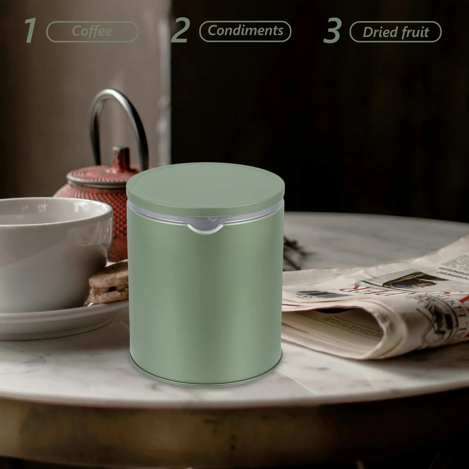 

3Pcs Tinplate Tea Tin Canisters Sealed Food Storage Container for Tea Leaves Coffee Beans Sugar Office Home Party Use Metal Jar