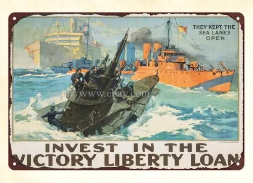 ww1 Invest in the Liberty Loan US Navy metal tin sign metal wall art over bed