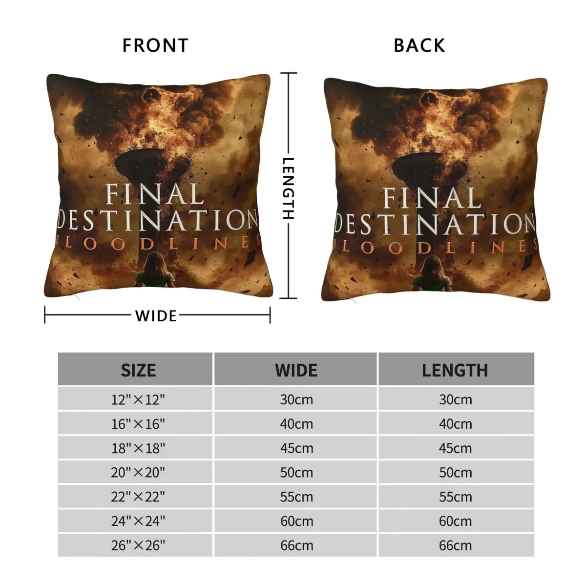 Movie Final Destination Bloodlines Square Pillowcase Cushion Cover Pillow Case Throw Pillow Cover for Home Sofa Living Room