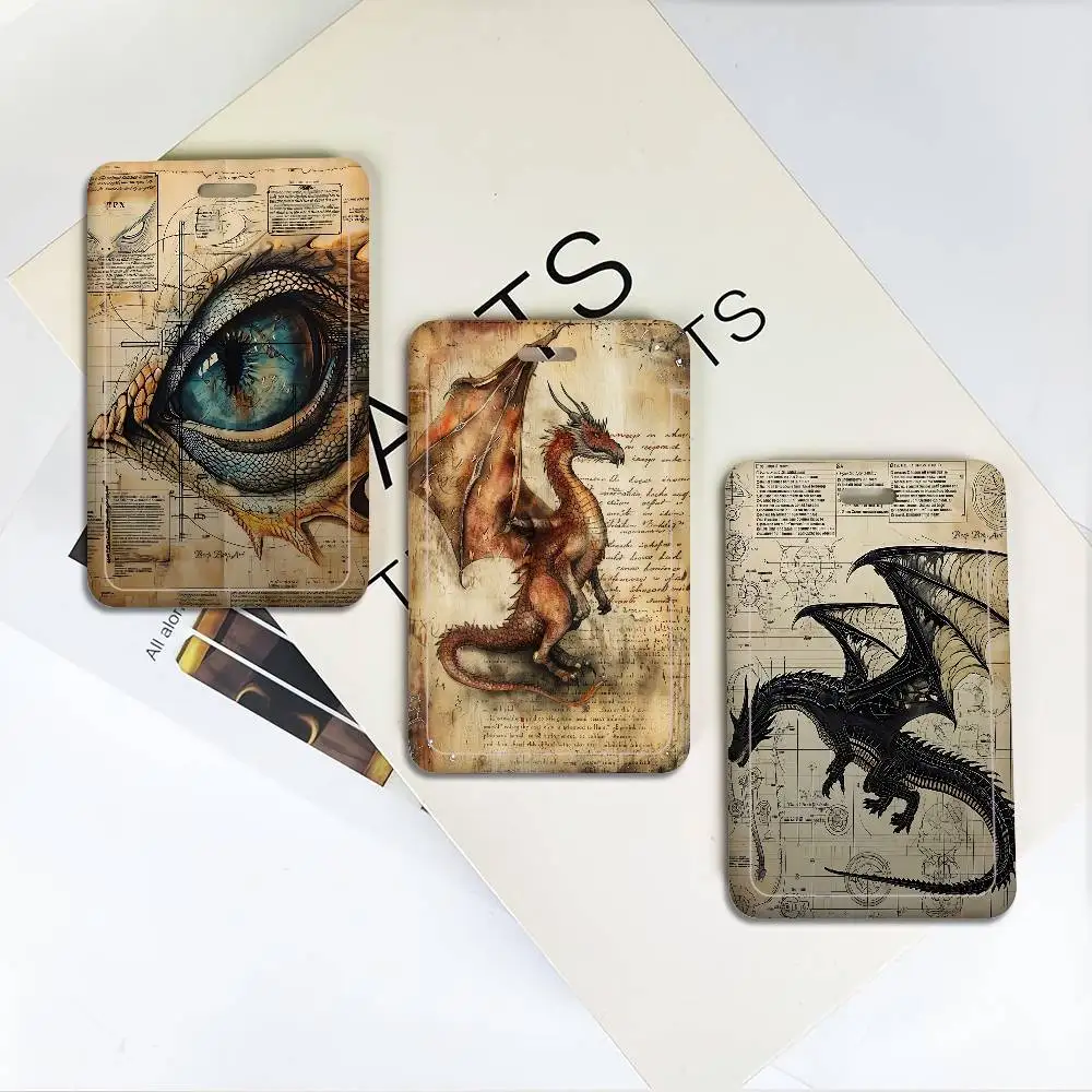 

Ретро-держатель для ID-карт и пропусков «Атлас драконов Средневековья» с ремешком на шею, чехол для кредитных карт, подарок для детей