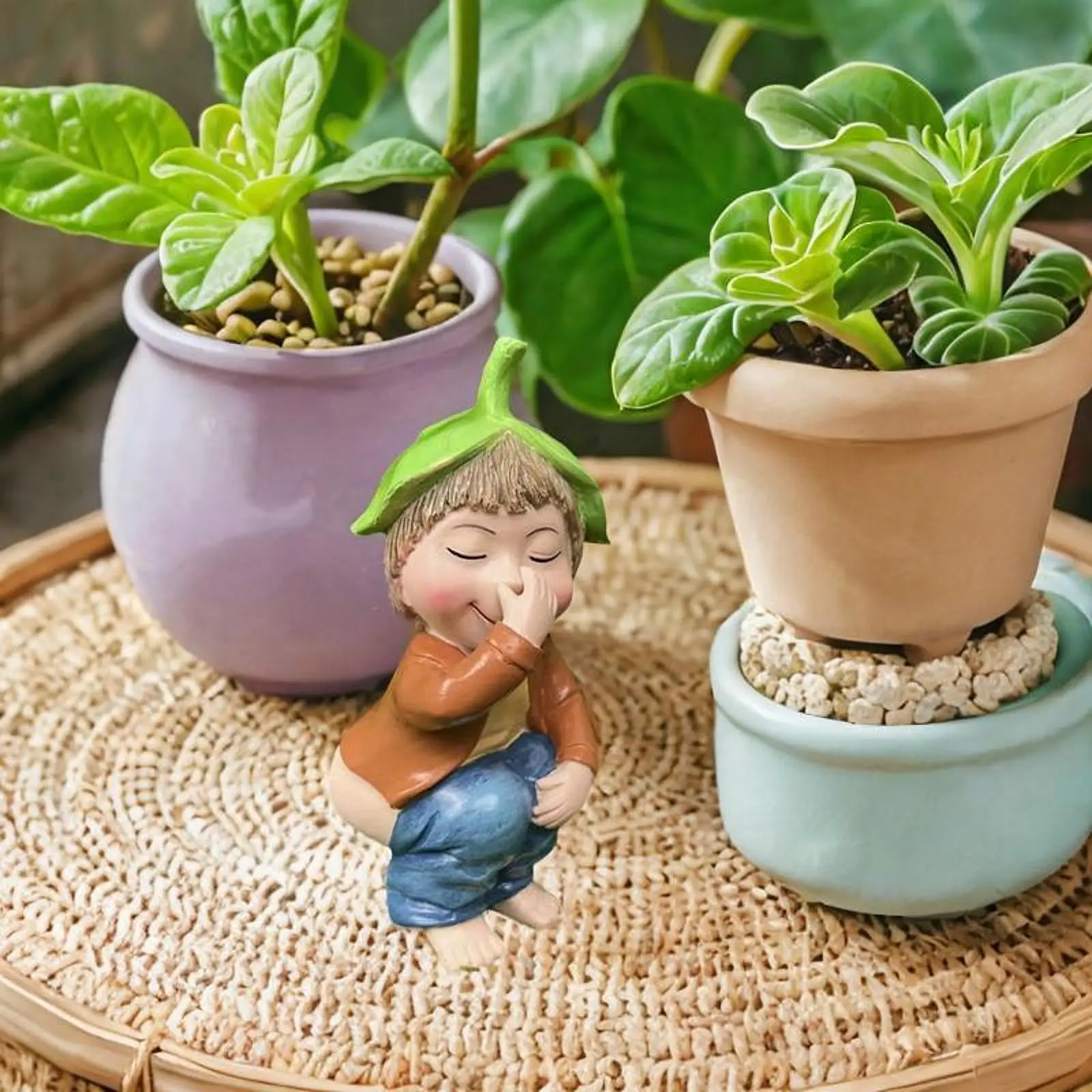 Plant Pot Statue Resin Figurine Lawn Collectible Bonsai Accessories Resin Resin Craft Balcony Multipurpose Ornament Decoration