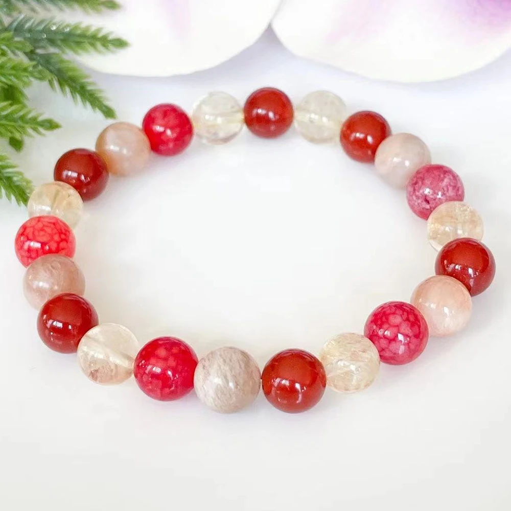 MG1541 New Design Citrine Sunstone Carnelian Red Agate Mix Gemstone Bracelet Women`s Sacral Chakra Yoga Mala Energy Bracelet