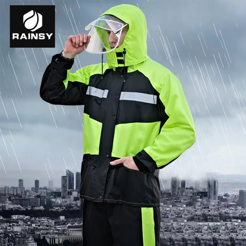 Raincoat Rain Pants Suit Men and Women Adult Motorcycle Riding Protective Clothing Anti-storm Raincoat