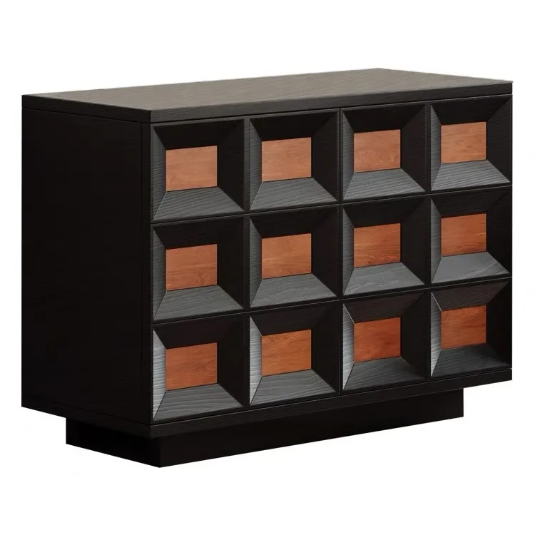 

French medieval oak chest cabinet, bedroom multi-functional storage cabinet, living room entrance contrast color creative