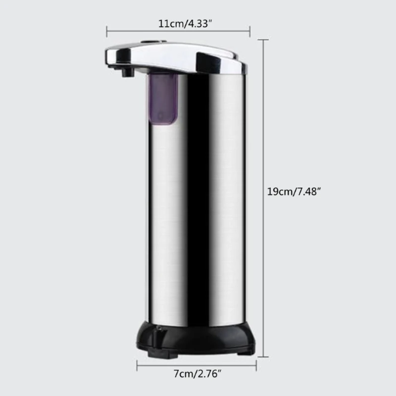 Dispensador automático jabón líquido, dispensador jabón manos 250mL, sensores eléctricos dispensador jabón