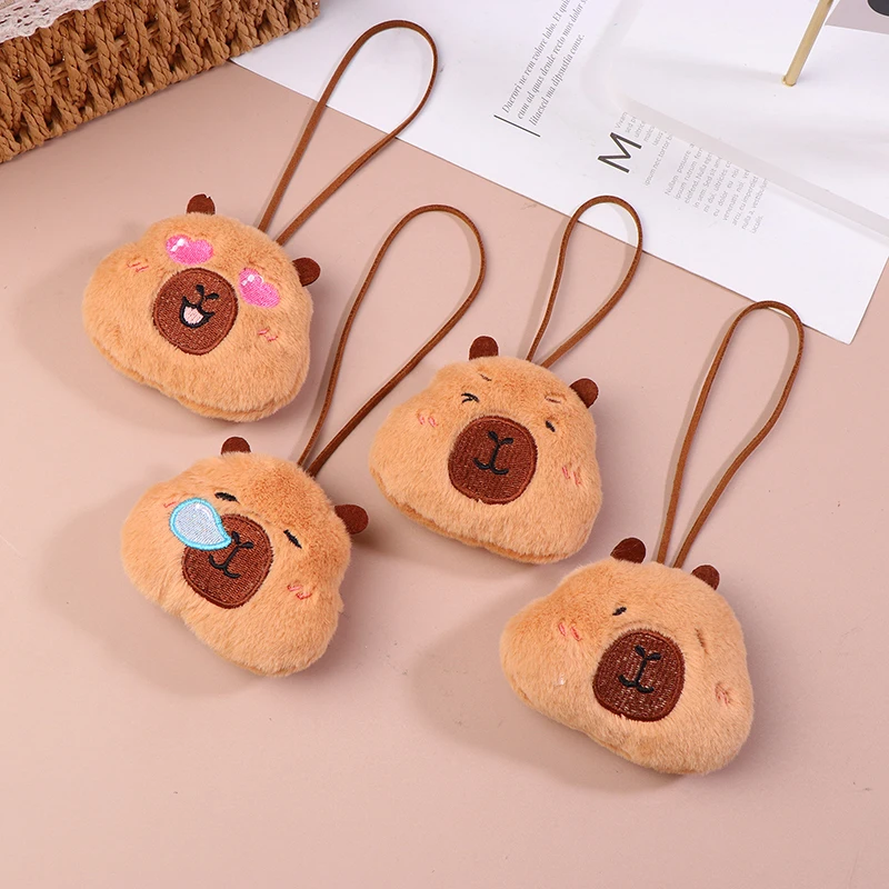 Fluffy Capybara Plush Doll Soft Stuffed Animal Capybara Plush Doll Squeak Toy Cartoon Key Chain Backpack Bag Pendant