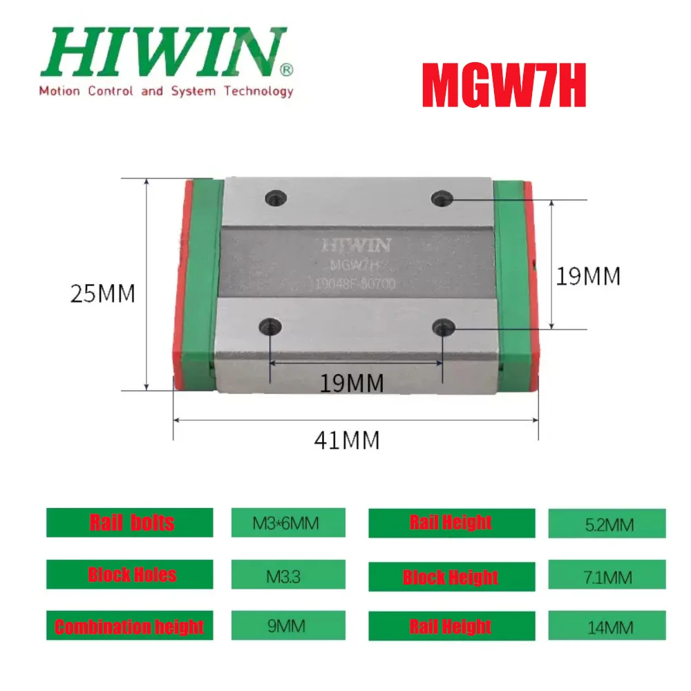 HIWIN Linear Guide MGW7H MGW7HZ0C MGW7HZ0CM/Z0H/Z0HM GK Block rails for 3D Printer CNC Machine Parts Actuator Spindle Guides