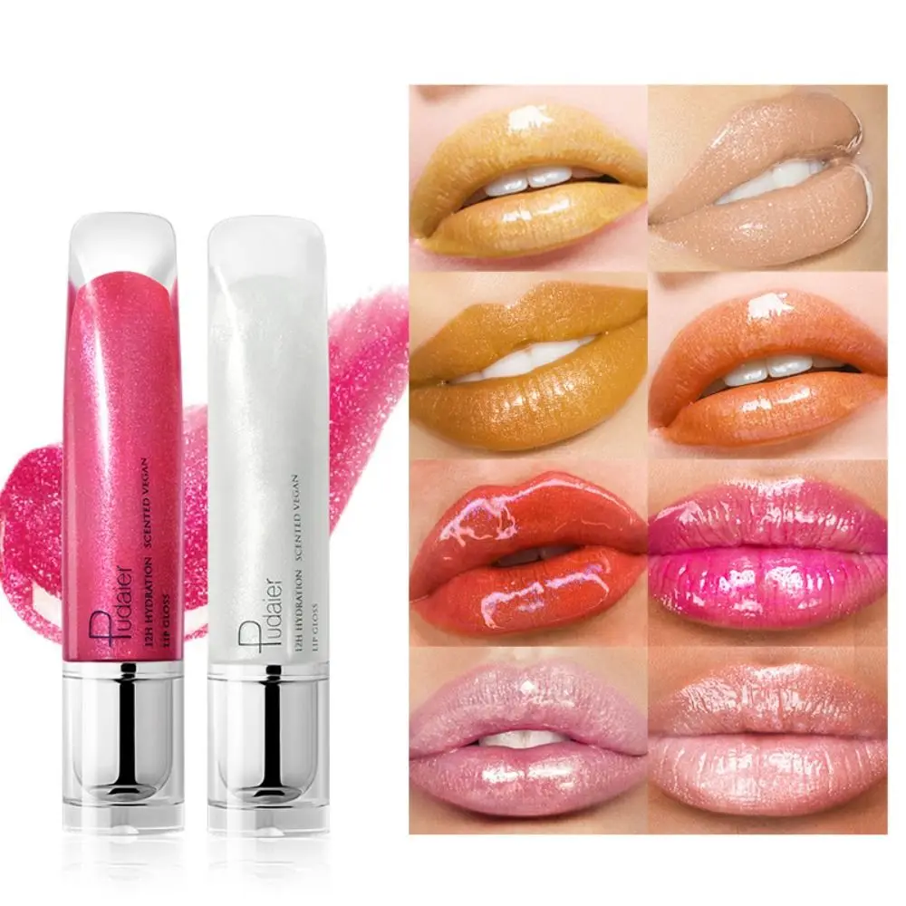 Espelho portátil Pearlescent Lip Gloss, impermeável, hidratante Lip Glaze, duradouro, batom líquido à prova de suor, menina