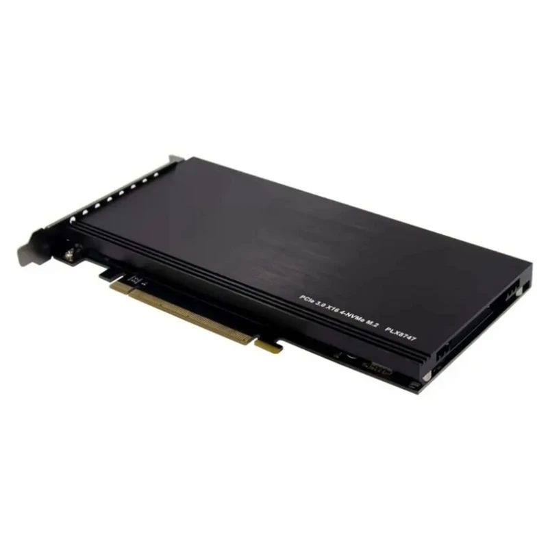 Kartu Ekspansi Koneksi PCIe X16 4 Port NVMe SSD Chip PLX8747 Berkecepatan Tinggi Dropship