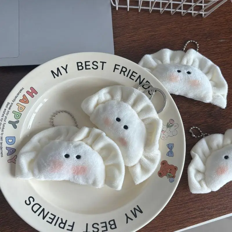 New Cute Plush Dumpling Pendant Keychain Soft Stuffed Keyrings For Boy Girl For Bag Decorations Plush Toys Student Accessories