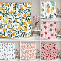 Fruit Print Shower Curtain Children's Room Shower Curtain Boys & Girls Curtains Polyester Fabric Home Bathroom Decor With Hooks