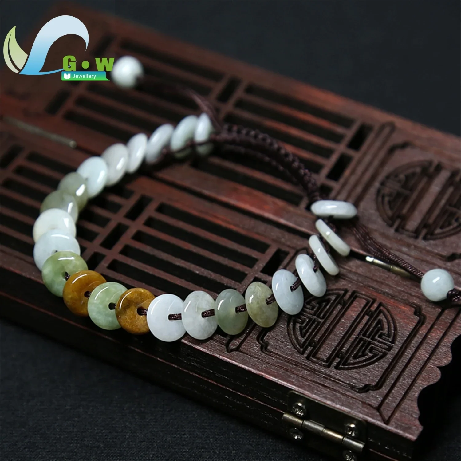 Natural Icy Three Color Jadeite Adjustable Braided Red String Ruyi Peace Buckle Bracelet Birth Year Lucky Charm Handmade Superb