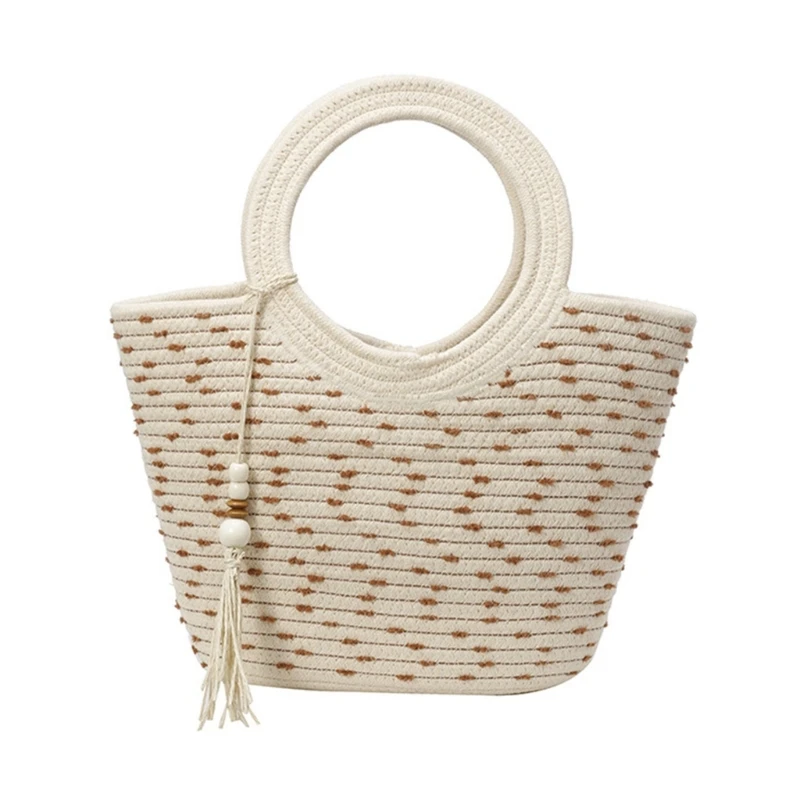 

E8FB Stylish Oversized Straw Handbag Fashion Summer Essential Spacious Travel Bag Beach Vacation Holiday Bag