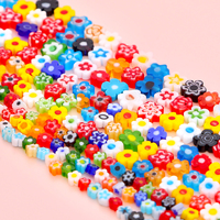 About 45pcs Thousand Flower Glass Beads, Flower Shaped Loose Beads, Handmade DIY Bead Materials, Homemade Bracelets, Necklaces