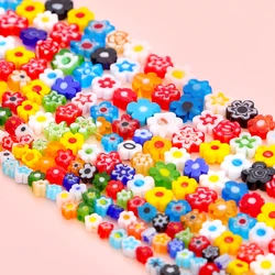 About 45pcs Thousand Flower Glass Beads, Flower Shaped Loose Beads, Handmade DIY Bead Materials, Homemade Bracelets, Necklaces