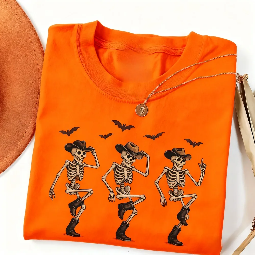 

Dancing Cowboy Skeletons 90s Vintage Style Tshirt Retro Y2k Skeleton Shirt Skull Funny Shirt Halloween Gift Gag Men Women Tees