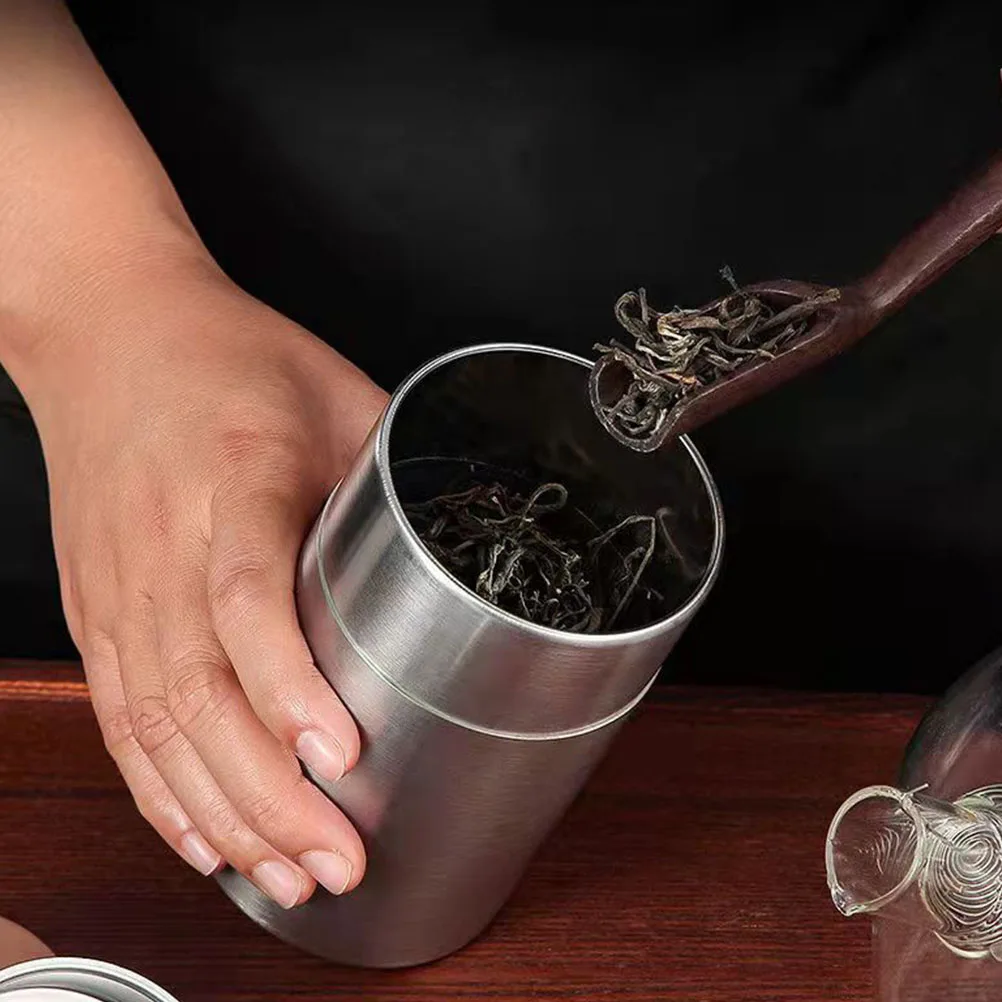 

Stainless Steel Tea Jar Double Lid Airtight Sealed Can for Coffee Beans Storage Kitchen Canister Dry Food Container