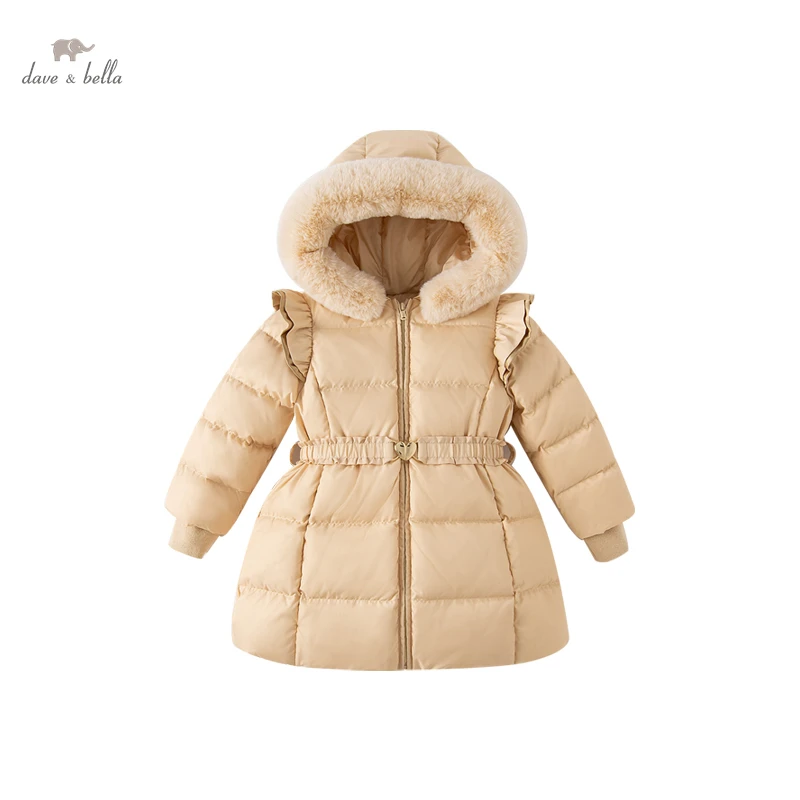 

Dave Bella Winter Baby Girls 5Y-13Y Fashion Solid Hooded Down Coat Children 90% White Duck Down Padded Kids Jacket DK4224028