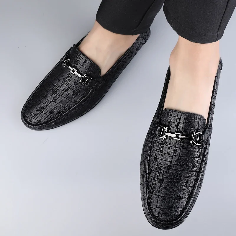 Genuine Leather Men Shoes Luxury Trendy Casual Slip on Formal Loafers Men Moccasins Italian Black Male Driving Shoes Sneakers