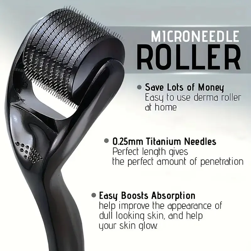 Microneedle Derma Roller With Titanium Needles Amazing Microneedling Tool For Skin Facial Beauty Hair Beard Scalp Women And Men