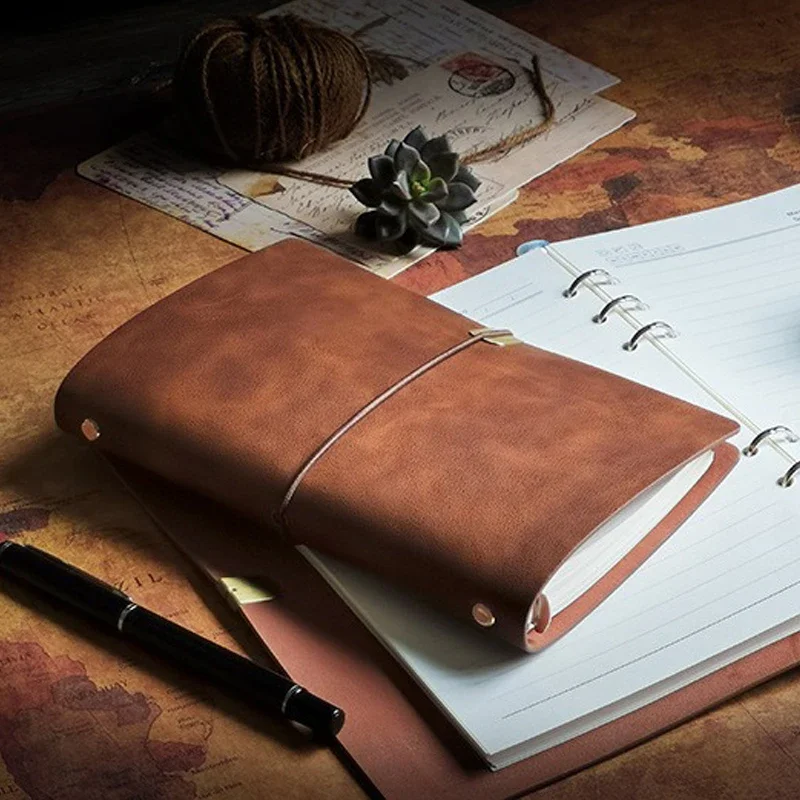 Journal Notebook Retro Strap Notebook A6 Notepad Pu Soft Loose-leaf Diary Manual Book