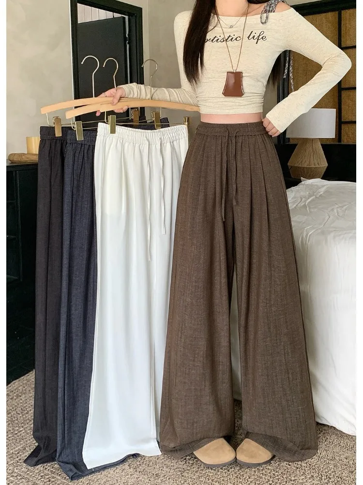 

Женские брюки больших размеров: свободные, широкие, прямые, осенние, новинка, стройнящие, струящиеся, повседневные, модные, с высокой талией