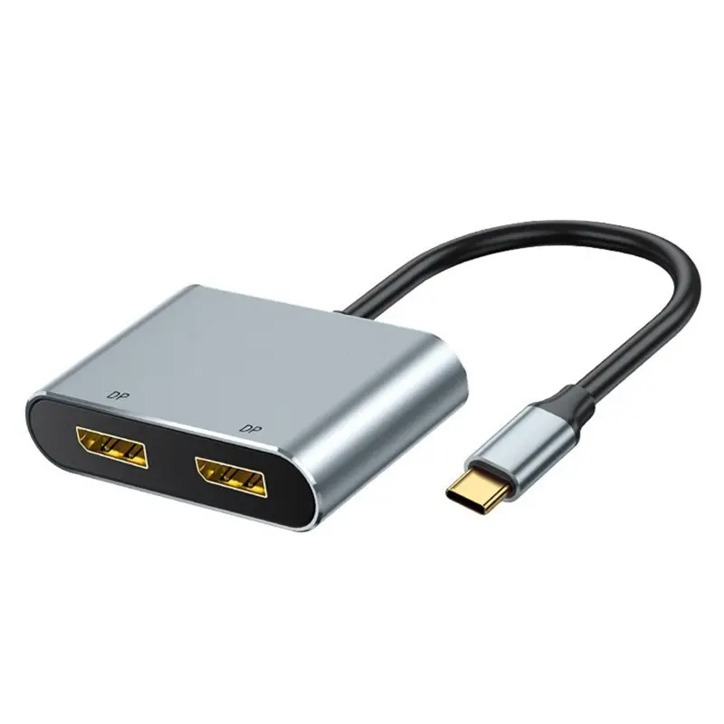 AT82-USB-C To Dual 8K Displayport Splitter Adapter 8K 60HZ Type-C To Displayport Dual Monitor Converter USB-C Displayport Hub