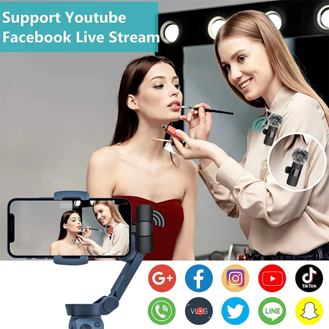 New Wireless Lavalier Microphone Portable Audio Video Recording Mini Microphone for iPhone Android PC Camera Live Gaming Phone 2