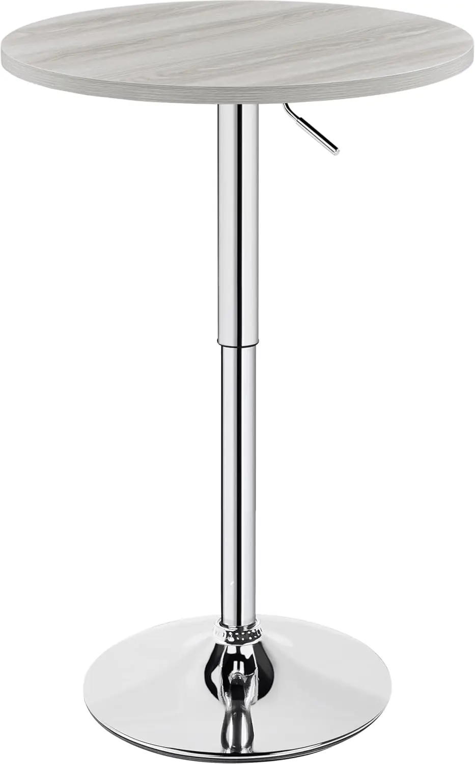 Yaheetech Round Bar Table, Adjustable Height And 360° Swivel Bar Tables, Cocktail Table With Mdf Top, Silver Leg Base For Bar,