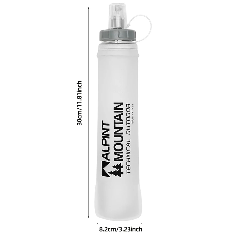 500ml Soft Flask TPU Running Water Bottle Collapsible Foldable Leakproof Hydration Pack Running Vest Compatible BPA Free Lightw
