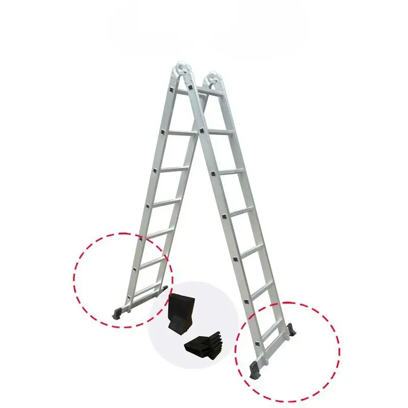 Portable Aluminum Folding Ladder for Home and Outdoor Easy-to-Store Collapsible Step Ladder for Garage/Kitchen