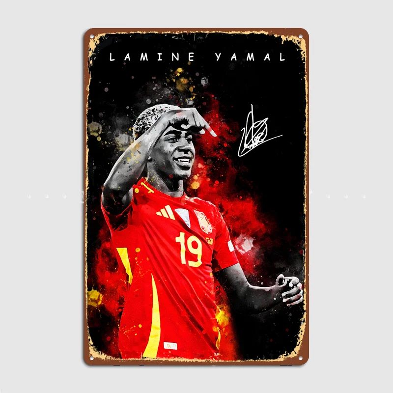 Lamine Yamal Football Player Poster Metal Posters Living Sign Indoor Outdoor Room Decoration Home Bar Decor Wall Decor