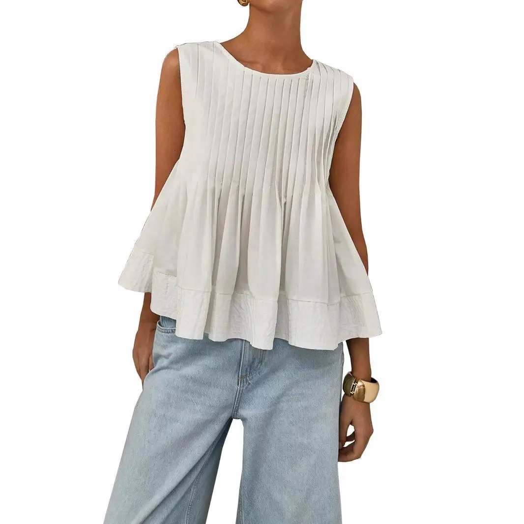 Jupe plissée Svel pour femmes, série Summer Salt, haut ir, ourlet plié polyvalent, matériau PU, modèle fin