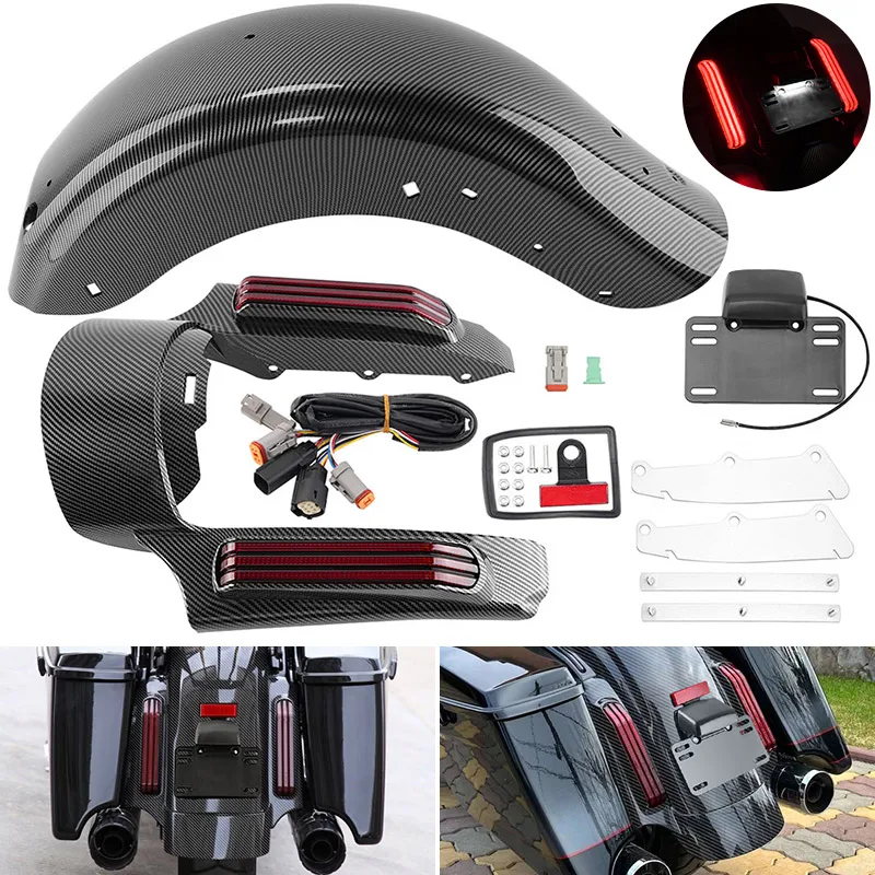 For Harley Touring Electra Glide Road King 2014-Up Motorcycle LED Turn Signal Brake Running Light Fender System Extension Fascia