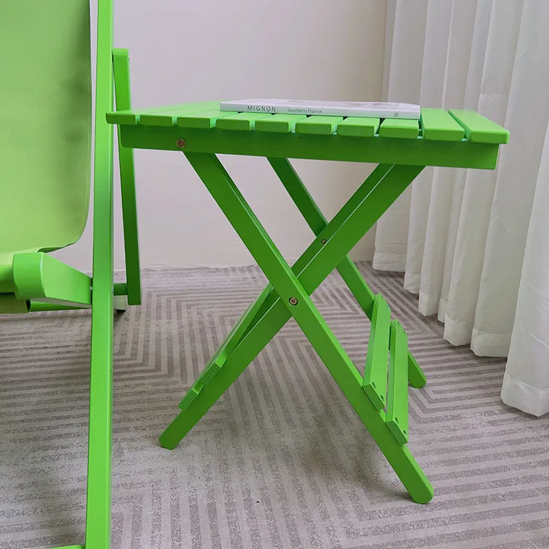 Foldable Solid Wood Side Table Dopamine Color Dining DeskPortable Outdoor Balcony TableCompact Space-Saving Furniture for Small