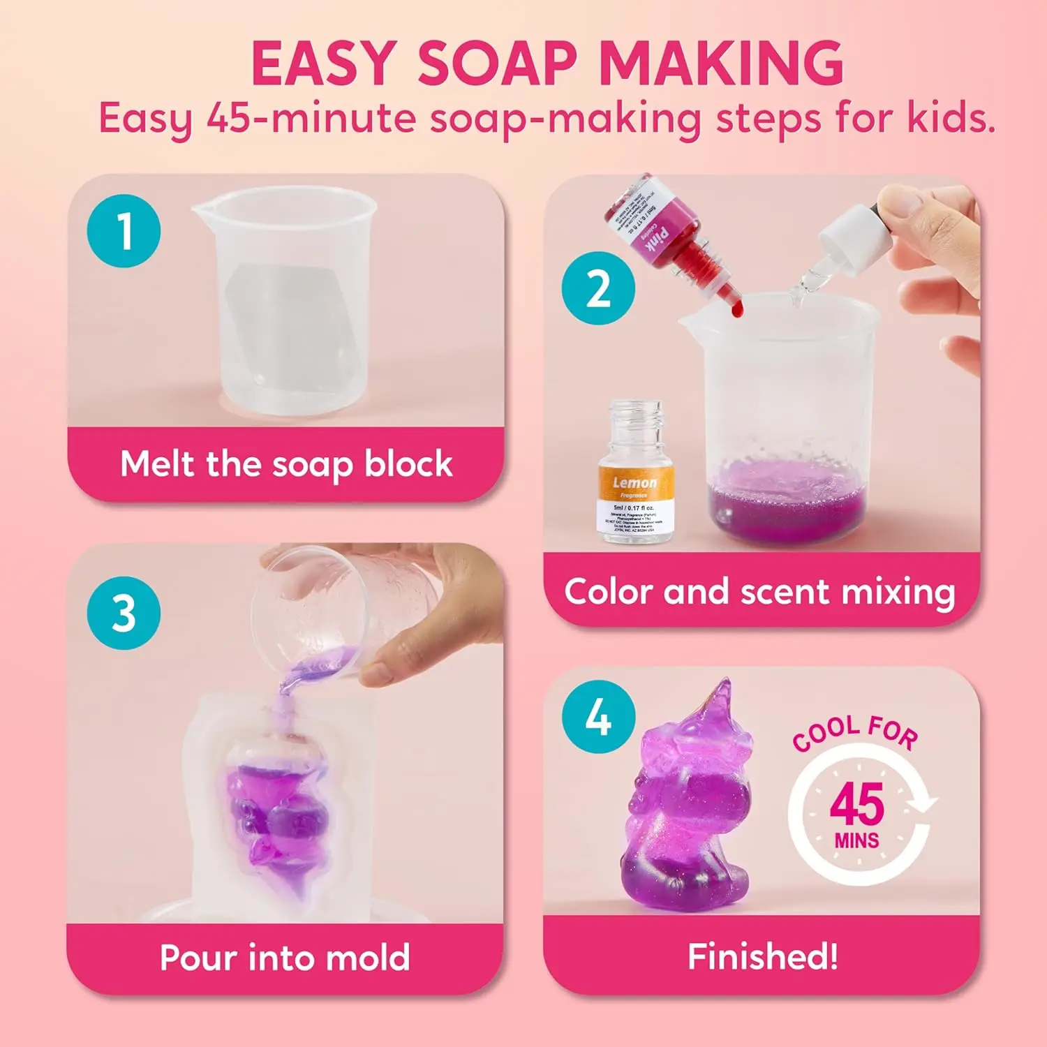 JOYFY Kit Pembuatan Sabun Unicorn Kerajinan Tangan untuk Anak Perempuan Proyek DIY untuk Hadiah Ulang Tahun Natal Aktivitas STEM Hadiah Remaja