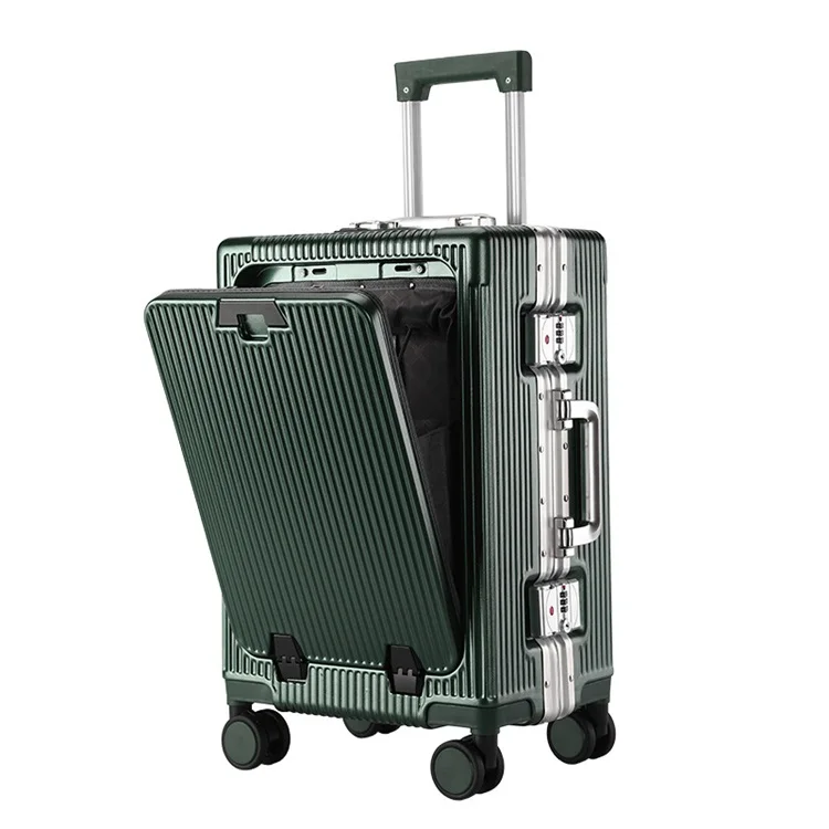 20 Inch Front Open Carry on Luggage Hot Sale Lightweight Hard Side Carry-on Luggage With USB Charger and Cup Holder