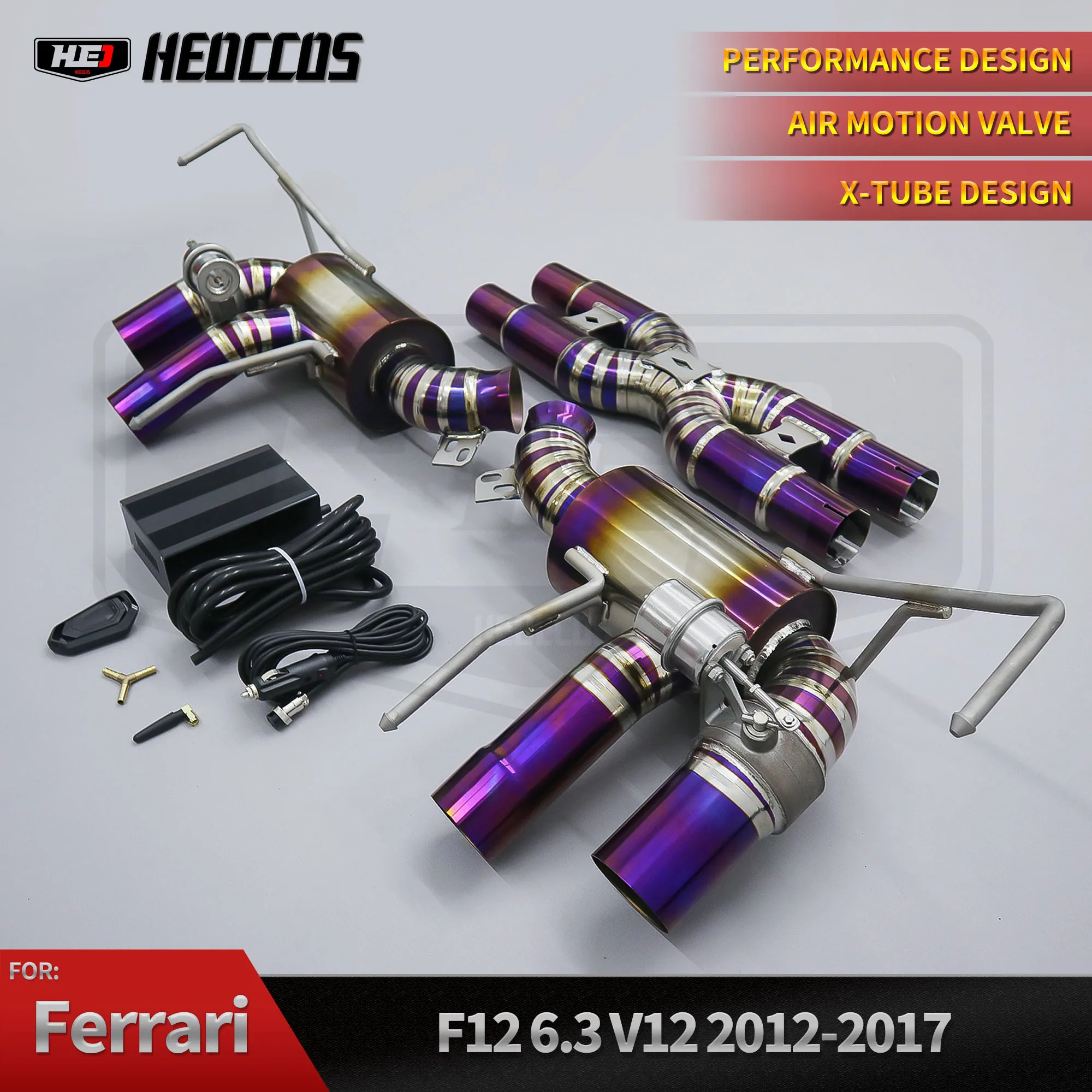 Tianium Valved Catback Exhaust Assembly With X Pipe For Ferrari F12 Berlinetta TDF 6.3 V12 2012~2017 Automobile Fitting Parts
