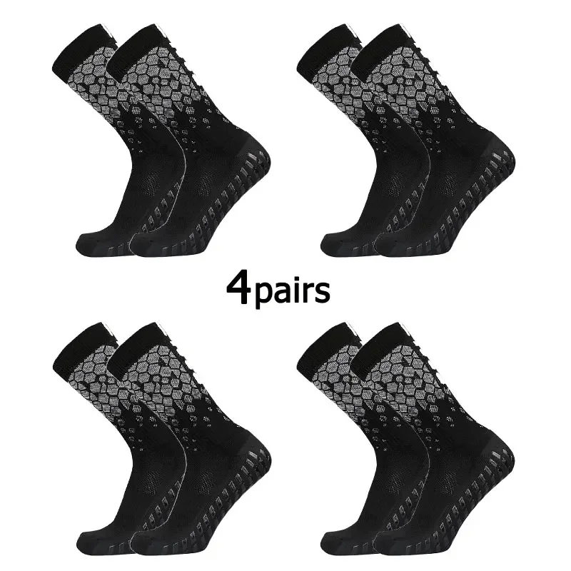 4 Pairs of Non Slip Honeycomb Patterned Sports Football Socks with Non Slip Silicone, Football Socks Sports Entertainment