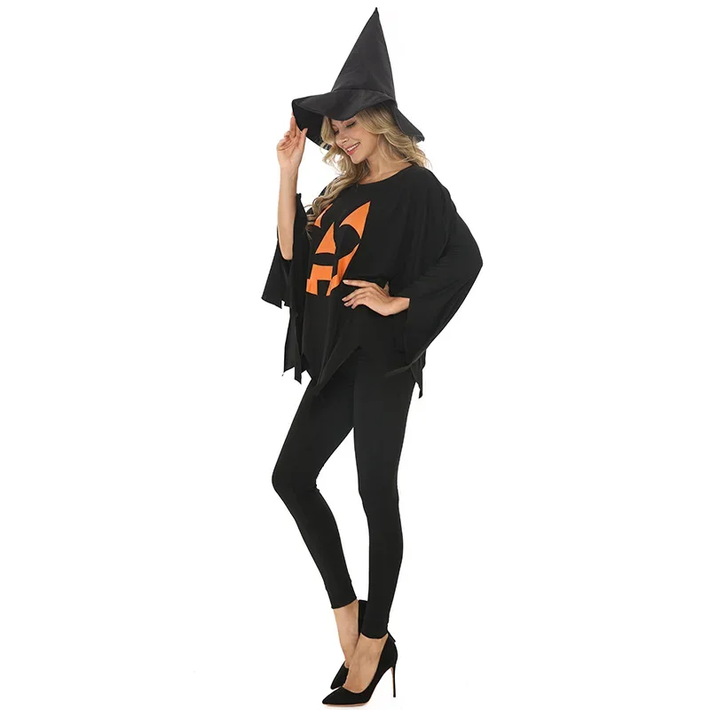 Halloween Costumes for Women Naughty Pumpkin Witch Elf Cosplay Cape Pants Set