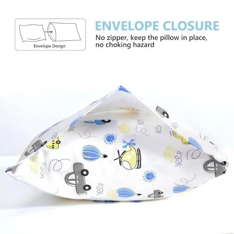 F19F مريح طفل وسادة القطن غطاء القطن التنفس Baby Pillowcase نمط وسادة الطفل غطاء حالة خفيفة