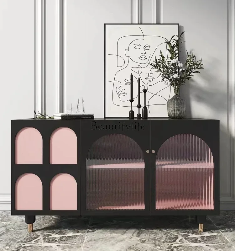 

Light luxury modern dining side cabinet modern simple arched entrance master design display decorative cabinet