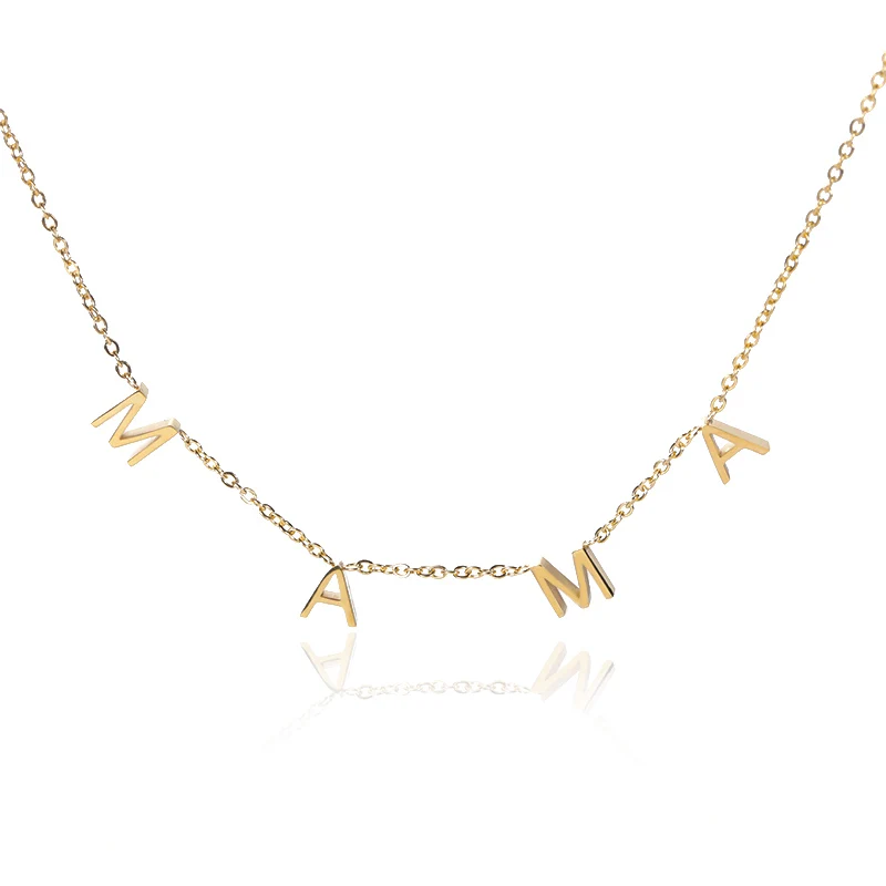 Women\'s Baby Mom Stainless Steel Gold Color Chain Necklace Double Love Heart Necklace Mujer Mother\'s Day Christmas Gift Jewelry