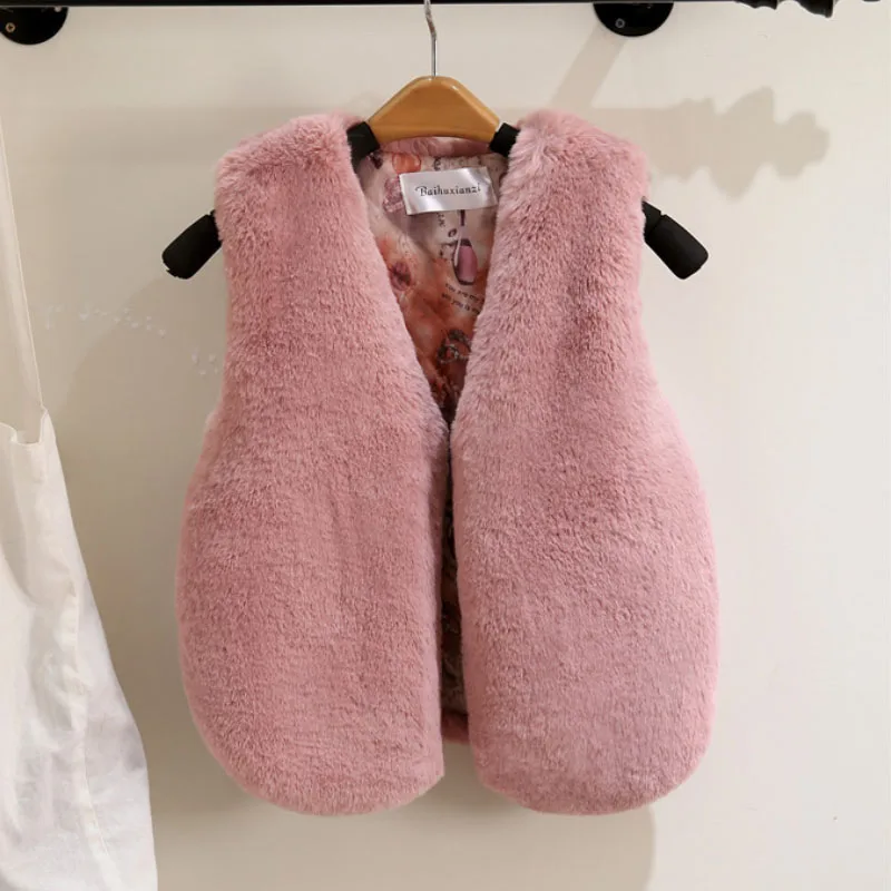 Winter girls Warmth jacket fake Fur chiffon Aristocrats vest 2-8 year old baby fashion Korean version casual children\'s clothing